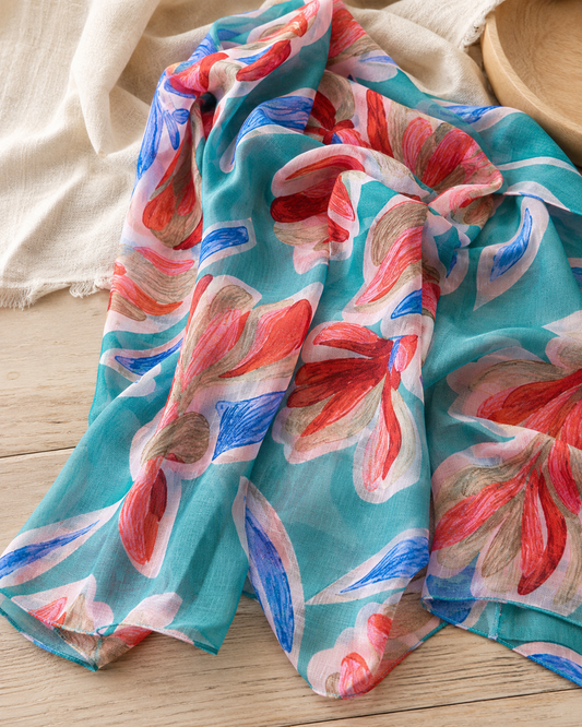 Foulard Coton Grandes Fleurs Détourées