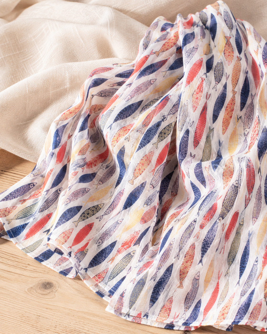 Foulard Coton Sardines Décorées
