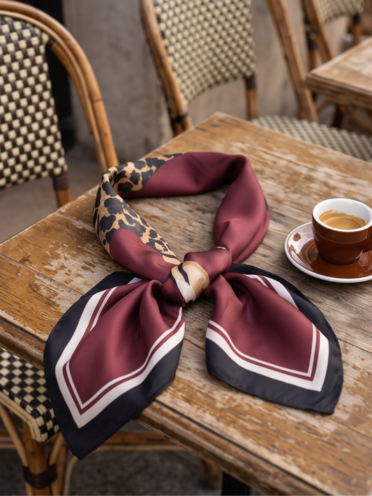 Foulard Lucienne - Carré Bordé Léopard