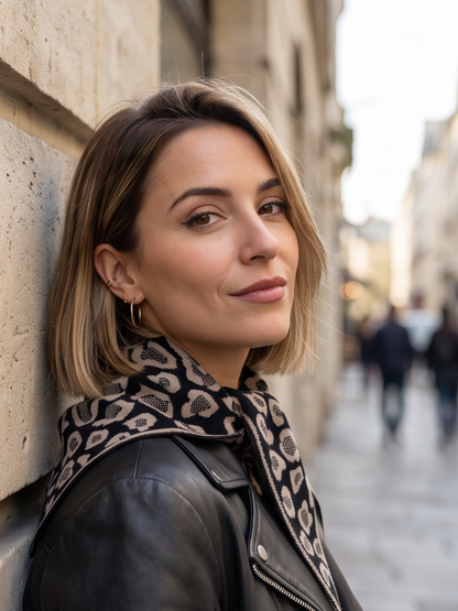Foulard Marjolaine - Triangle Léopard Double Face