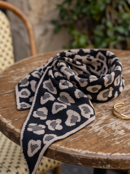 Foulard Marjolaine - Triangle Léopard Double Face