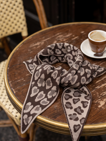 Foulard Marjolaine - Triangle Léopard Double Face