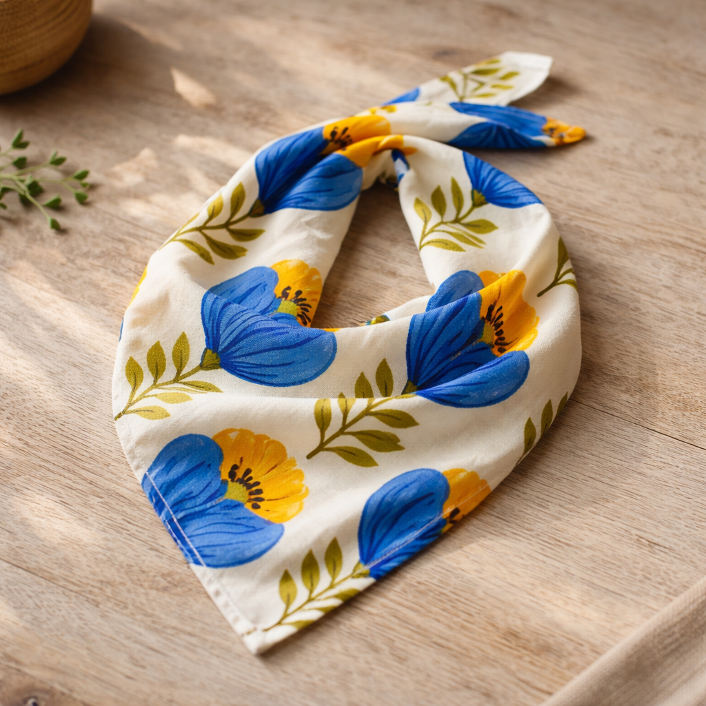 Foulard Floral Bleu