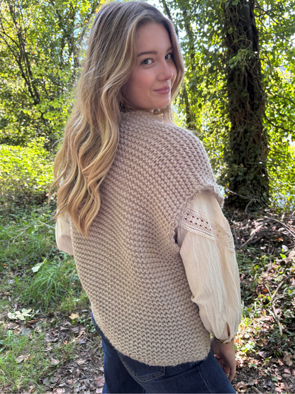 Gilet tricot sans manches bohème chic