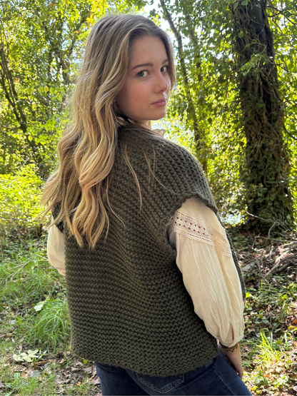 Gilet tricot sans manches bohème chic