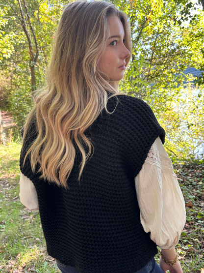 Gilet tricot sans manches bohème chic