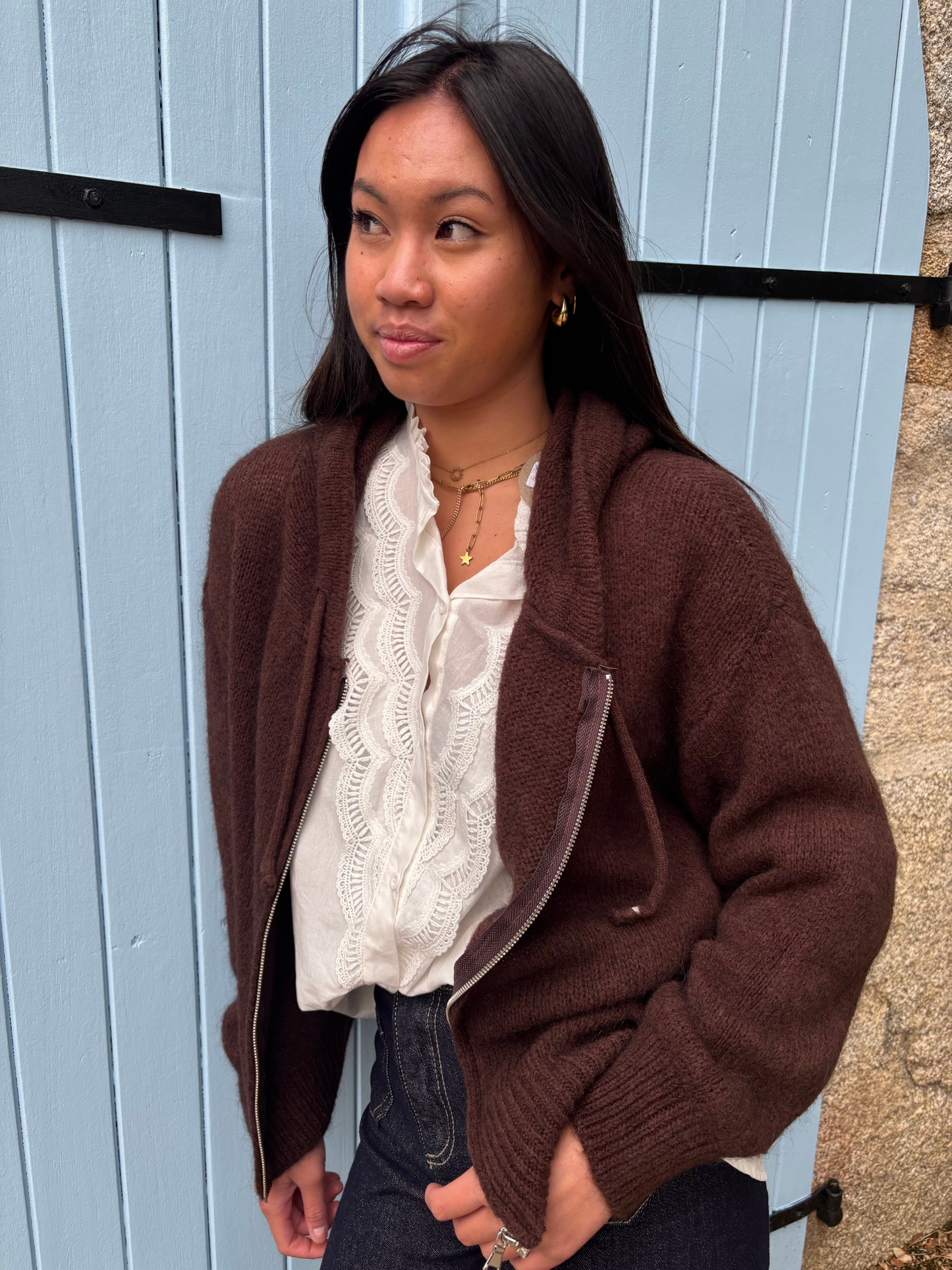 Gilet Capuche Mohair