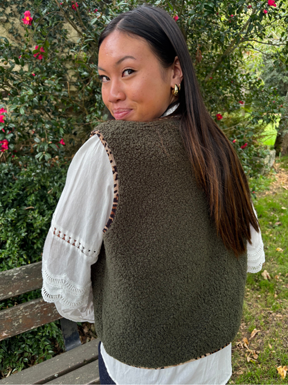 Gilet Cosy bordure léopard