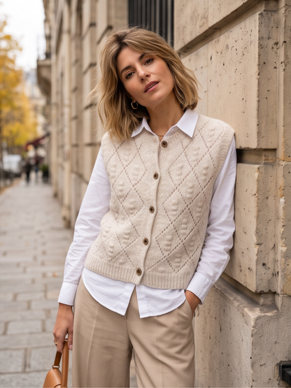 Gilet Jeanne - Maille Ajourée Sans Manches
