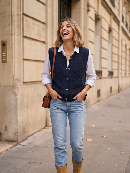 Gilet Jeanne - Maille Ajourée Sans Manches
