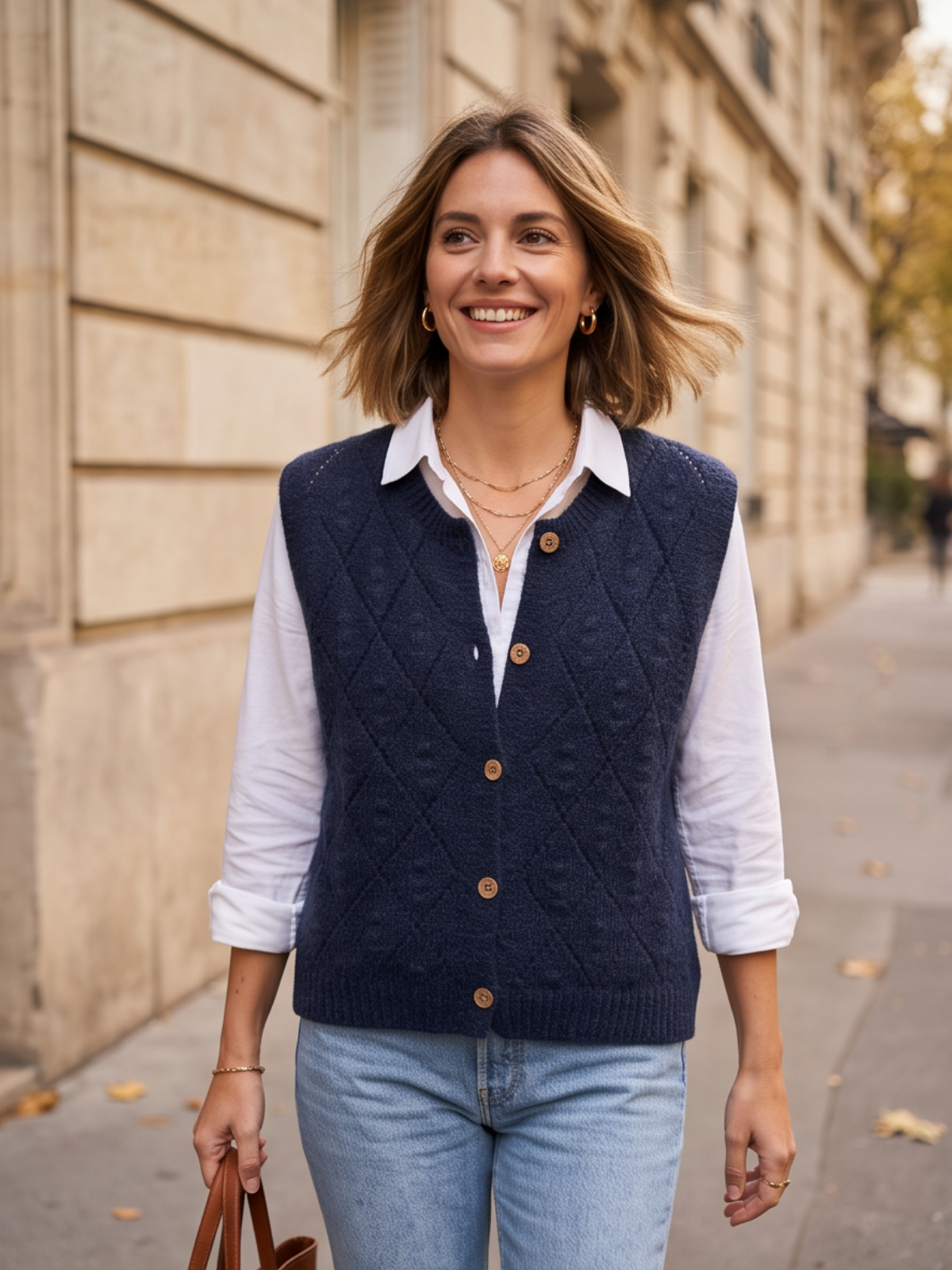 Gilet Jeanne - Maille Ajourée Sans Manches
