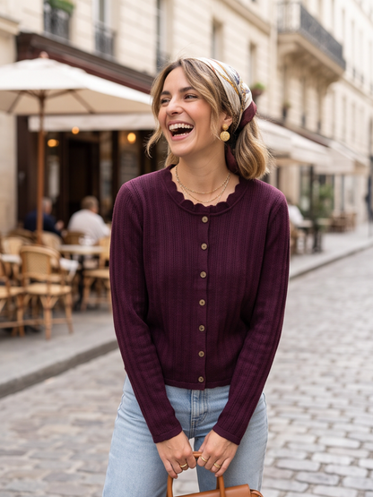 Gilet Rosaline - Boutonné Prune