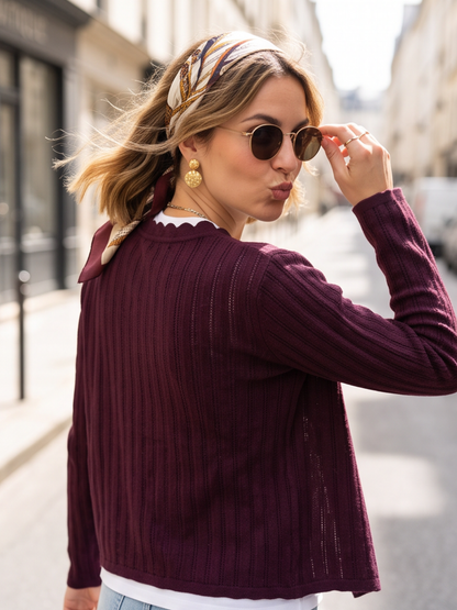Gilet Rosaline - Boutonné Prune