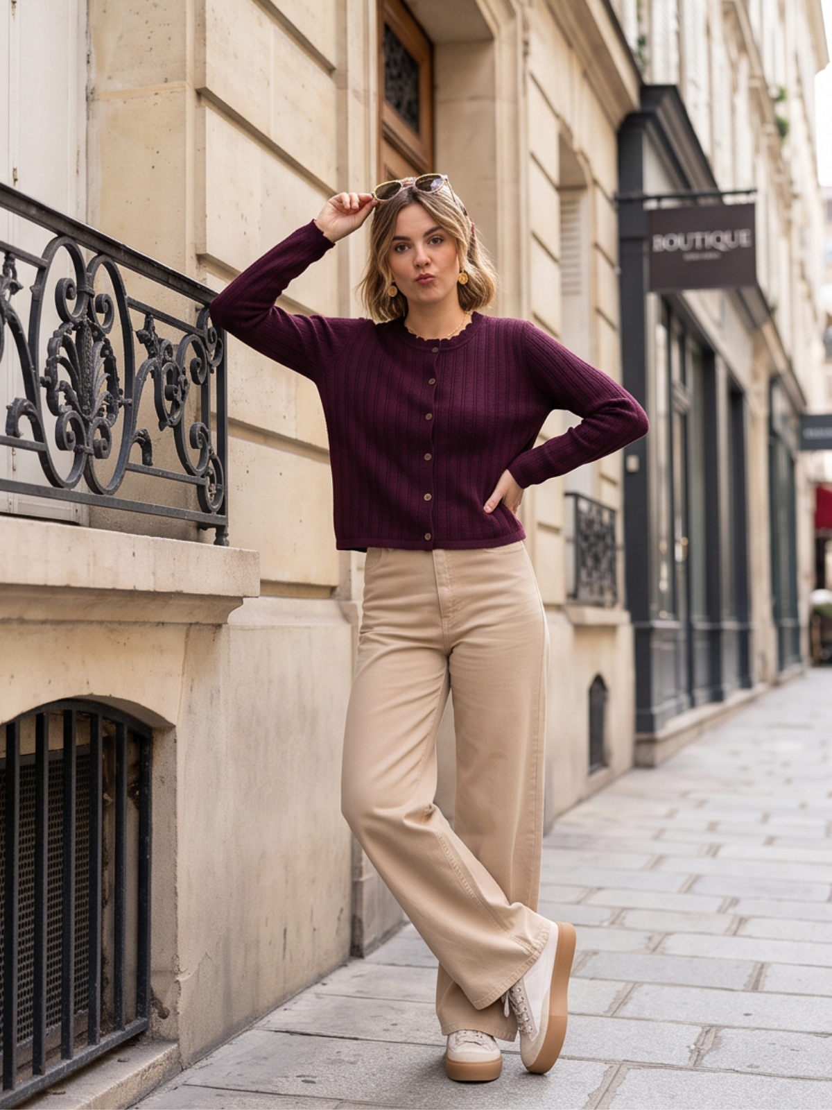 Gilet Rosaline - Boutonné Prune