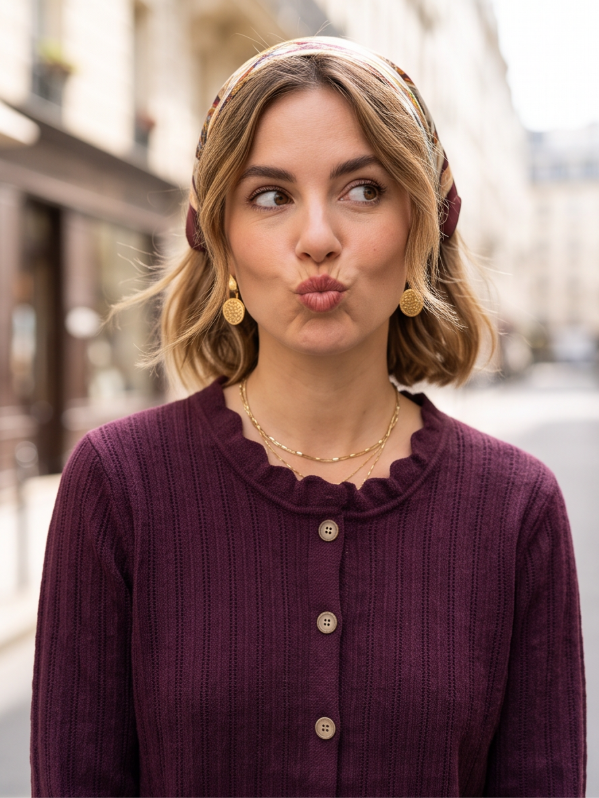 Gilet Rosaline - Boutonné Prune