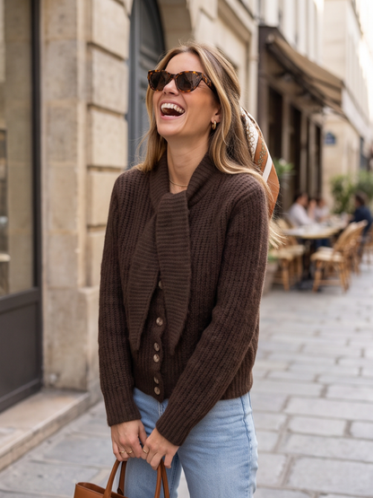Gilet Rose - Maille Boutonnée