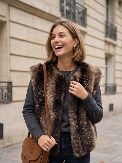 Gilet Sidonie - Fausse Fourrure Imprimé Faon