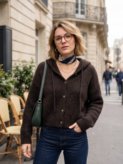 Gilet Solveig - Capuche Mohair