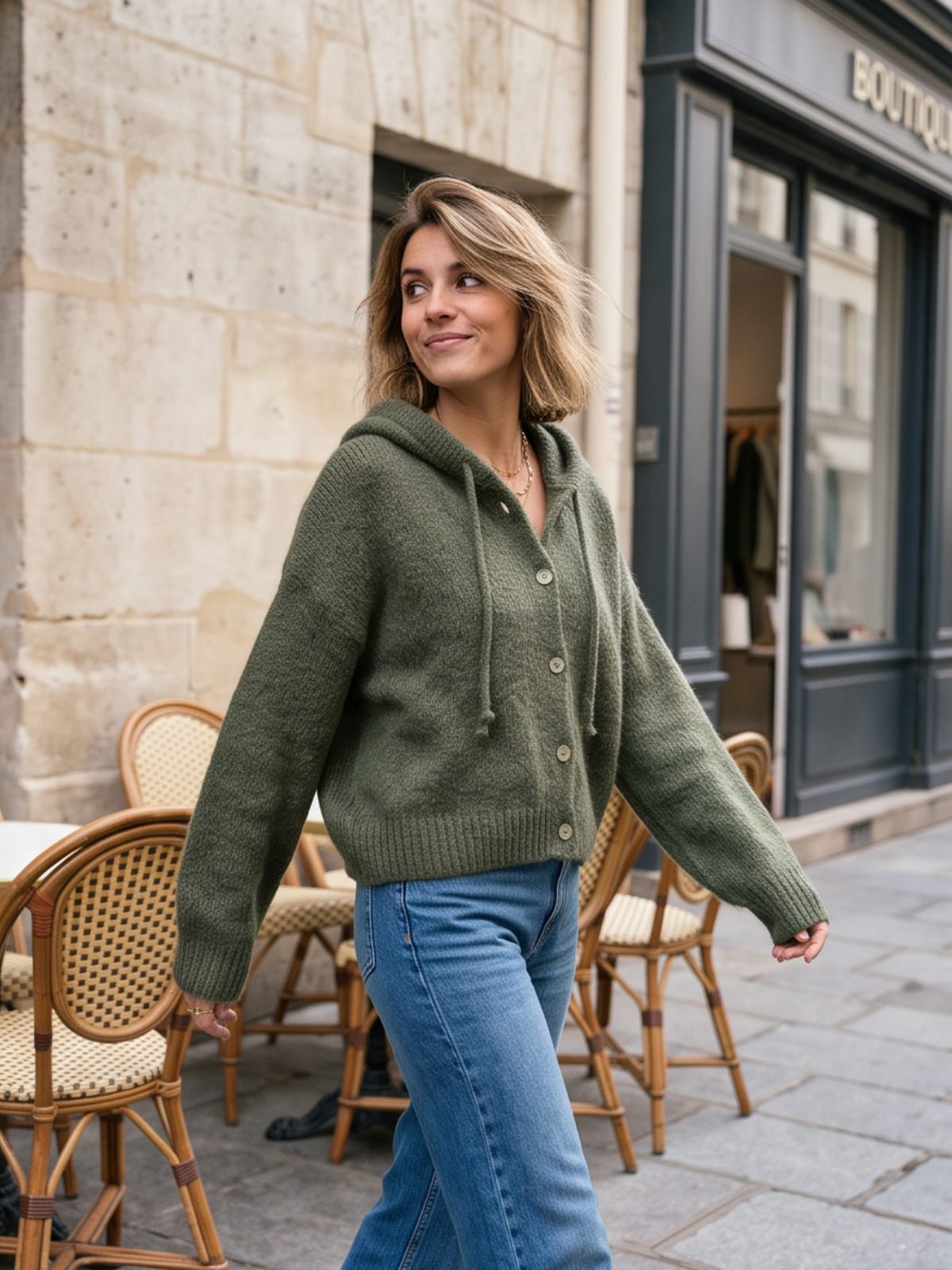 Gilet Solveig - Capuche Mohair