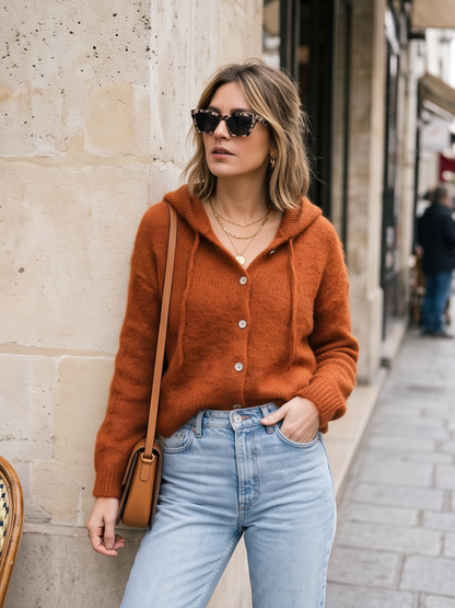 Gilet Solveig - Capuche Mohair
