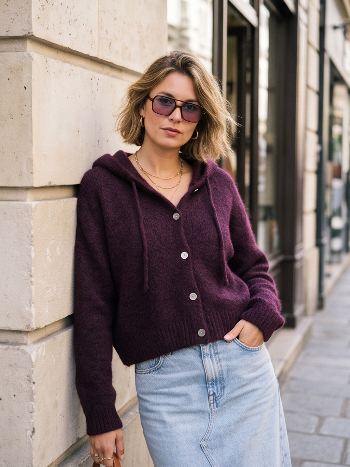 Gilet Solveig - Capuche Mohair