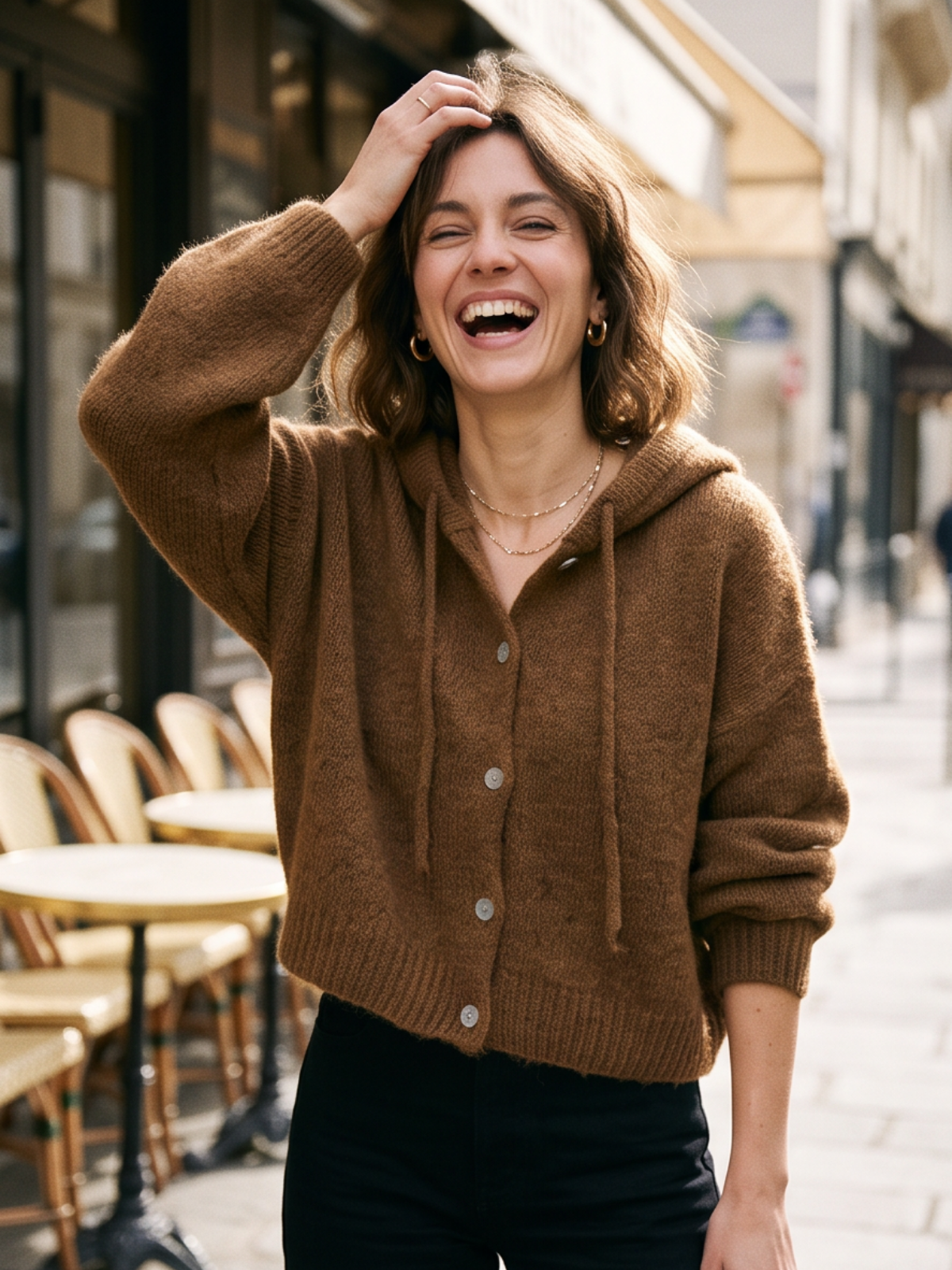 Gilet Solveig - Capuche Mohair
