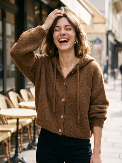 Gilet Solveig - Capuche Mohair