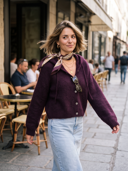 Gilet Solveig - Capuche Mohair