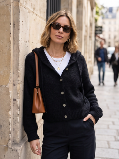 Gilet Solveig - Capuche Mohair