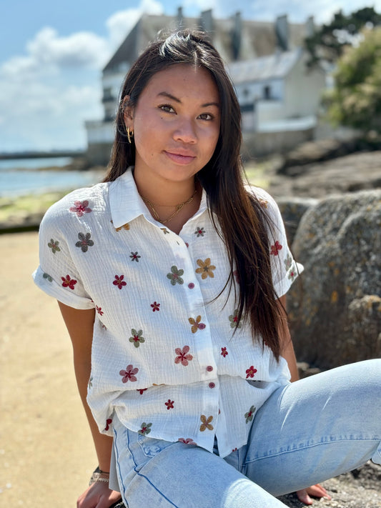 Chemise Manches Courte "Fleurie Bohème"