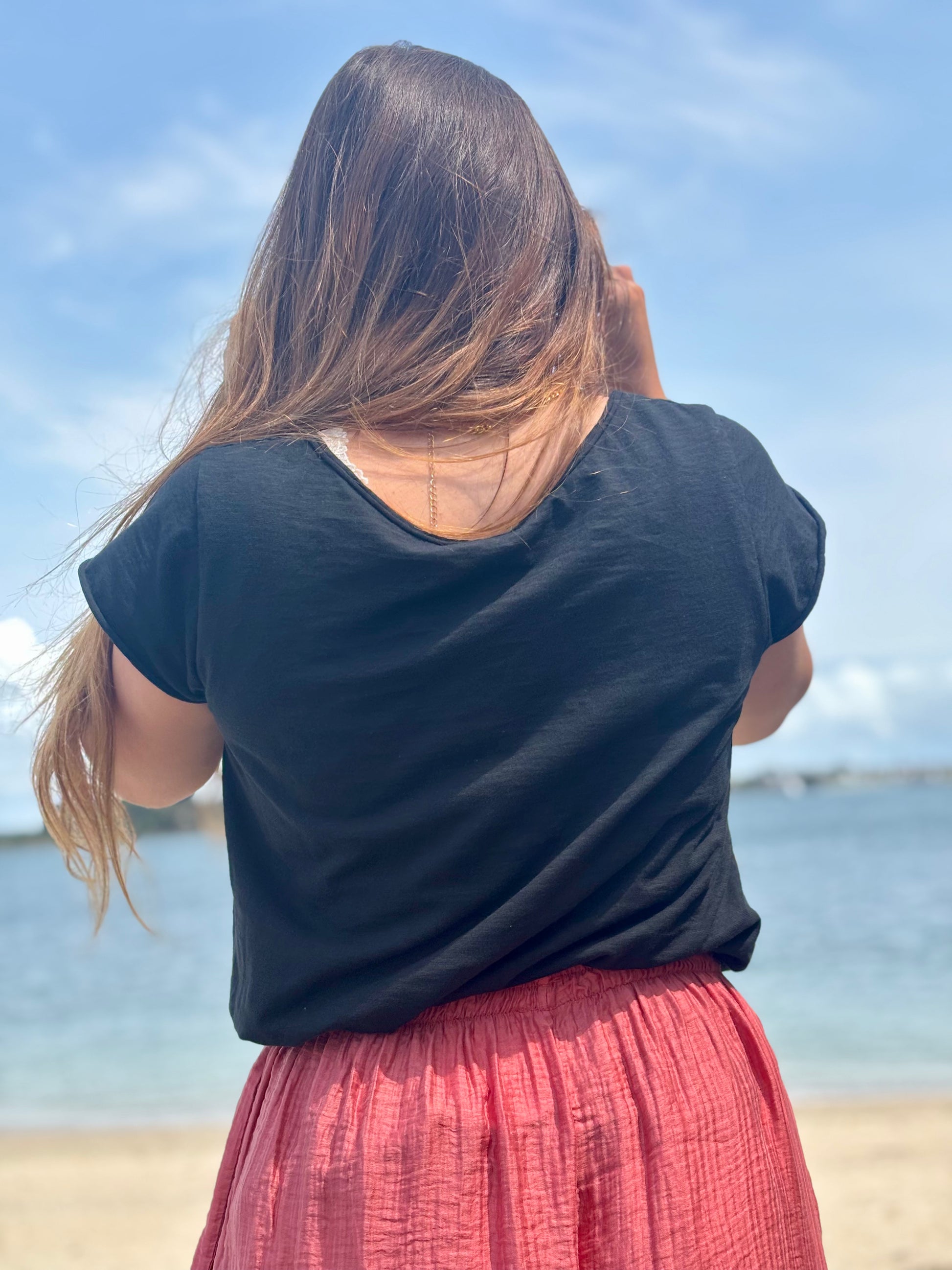 Tee-shirt Col V noir