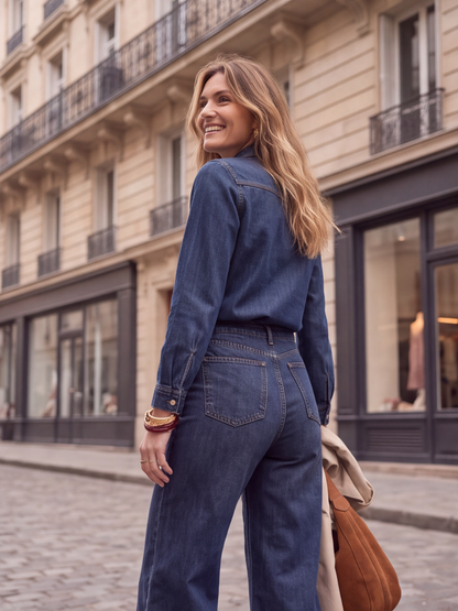 Jean palazzo taille haute bleu foncé Barnes - Hippie Chic, photo 4