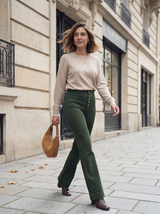 Jean Taille Haute à Boutons