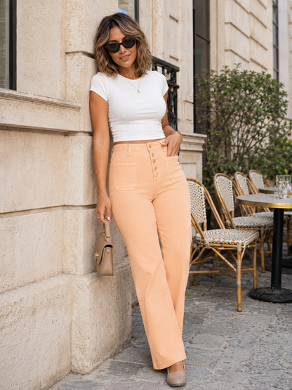 Jean Taille Haute à Boutons