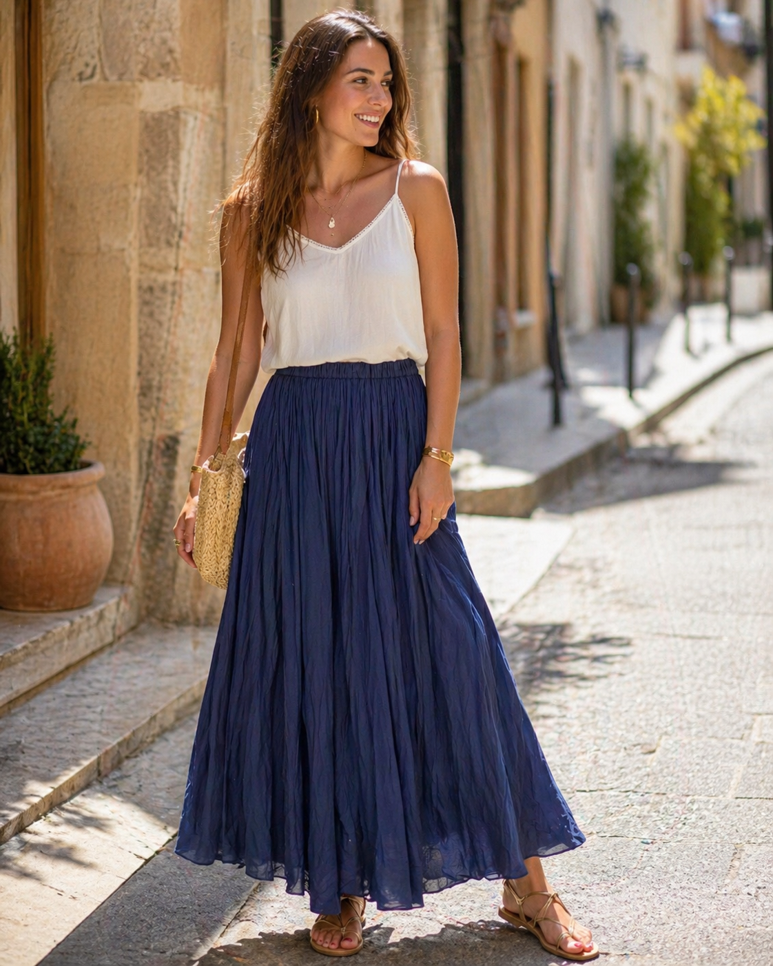 Jupe Longue en Voile de Coton