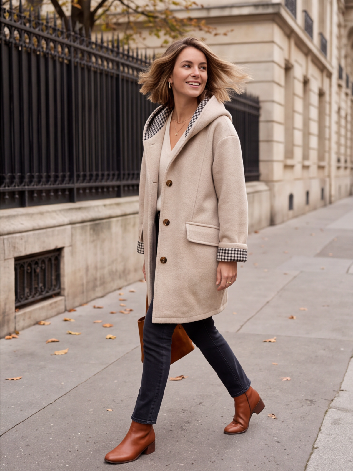 Manteau Caroline - Capuche Aspect Lainé