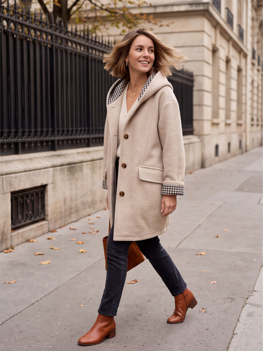 Manteau Caroline - Capuche Aspect Lainé