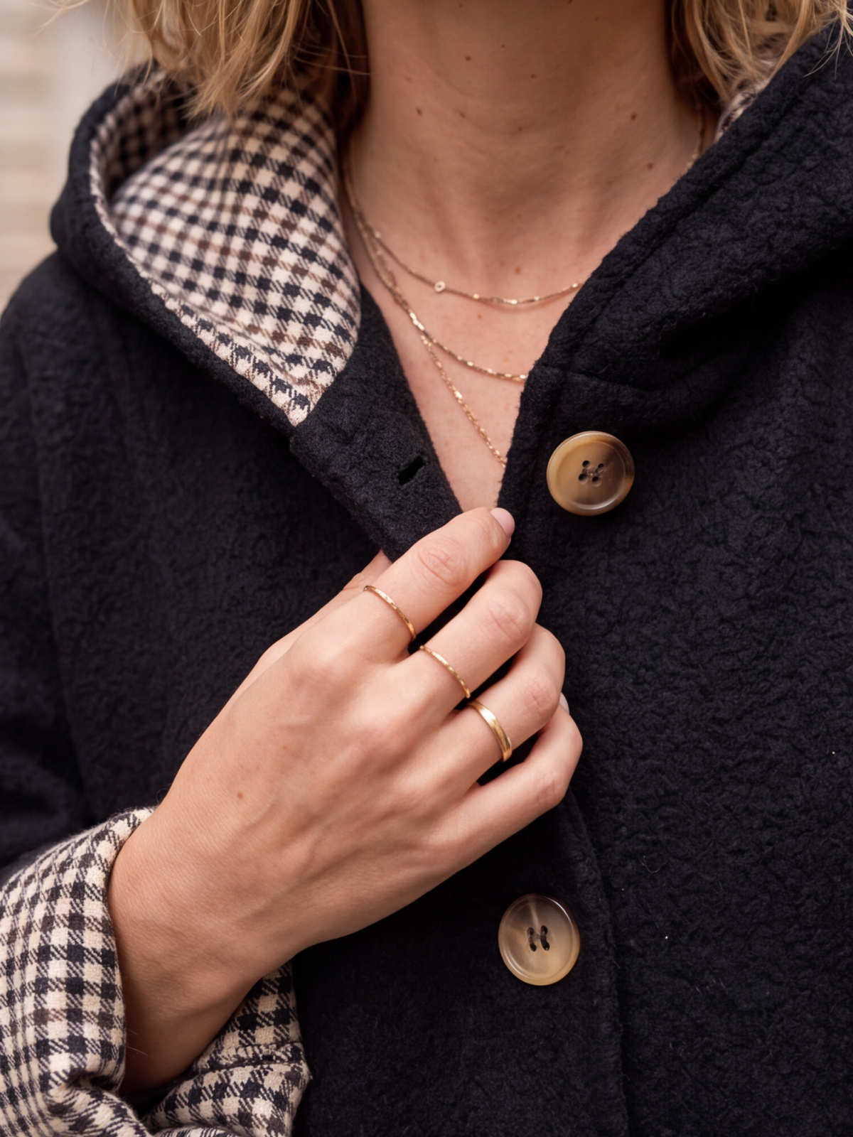 Manteau Caroline - Capuche Aspect Lainé