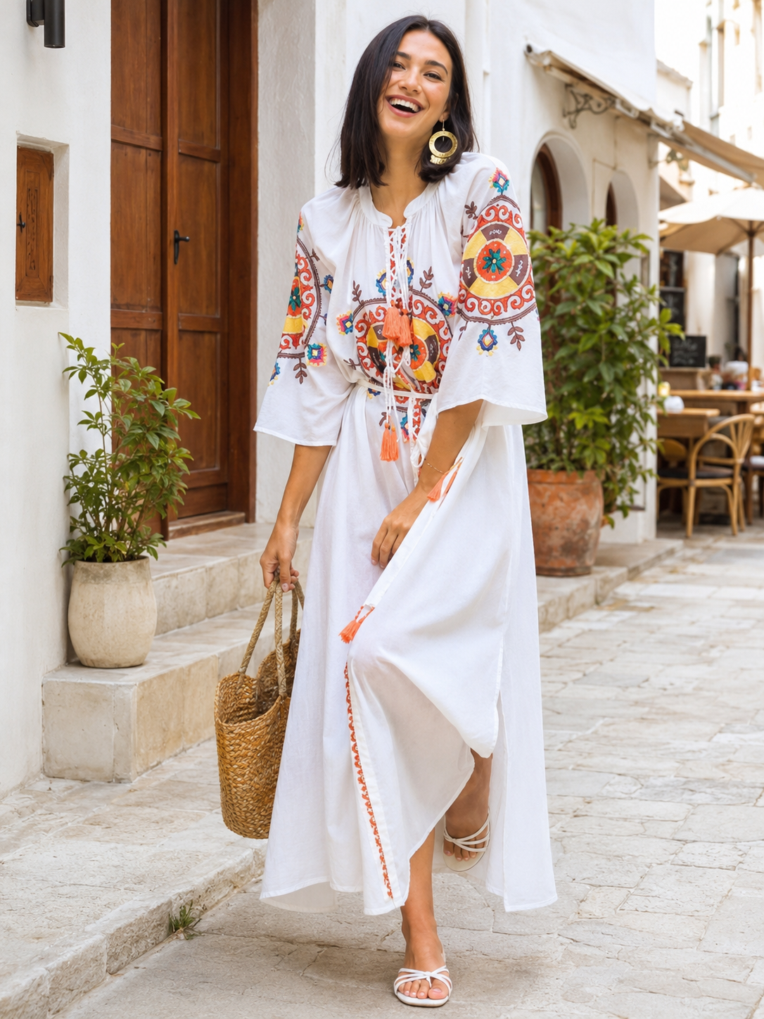 Maxi Tunique Paisley Brodée