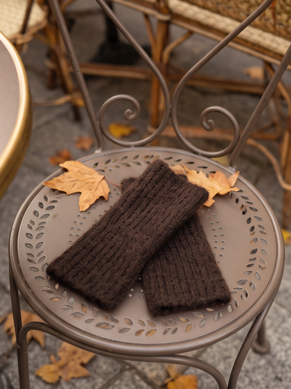 Mitaines Mélusine - Maille Longue Chocolat