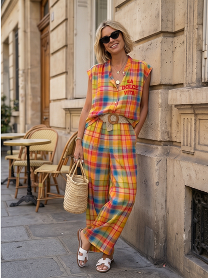 Pantalon Camille - Tartan Coloré