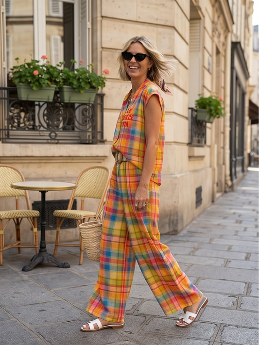 Pantalon Camille - Tartan Coloré