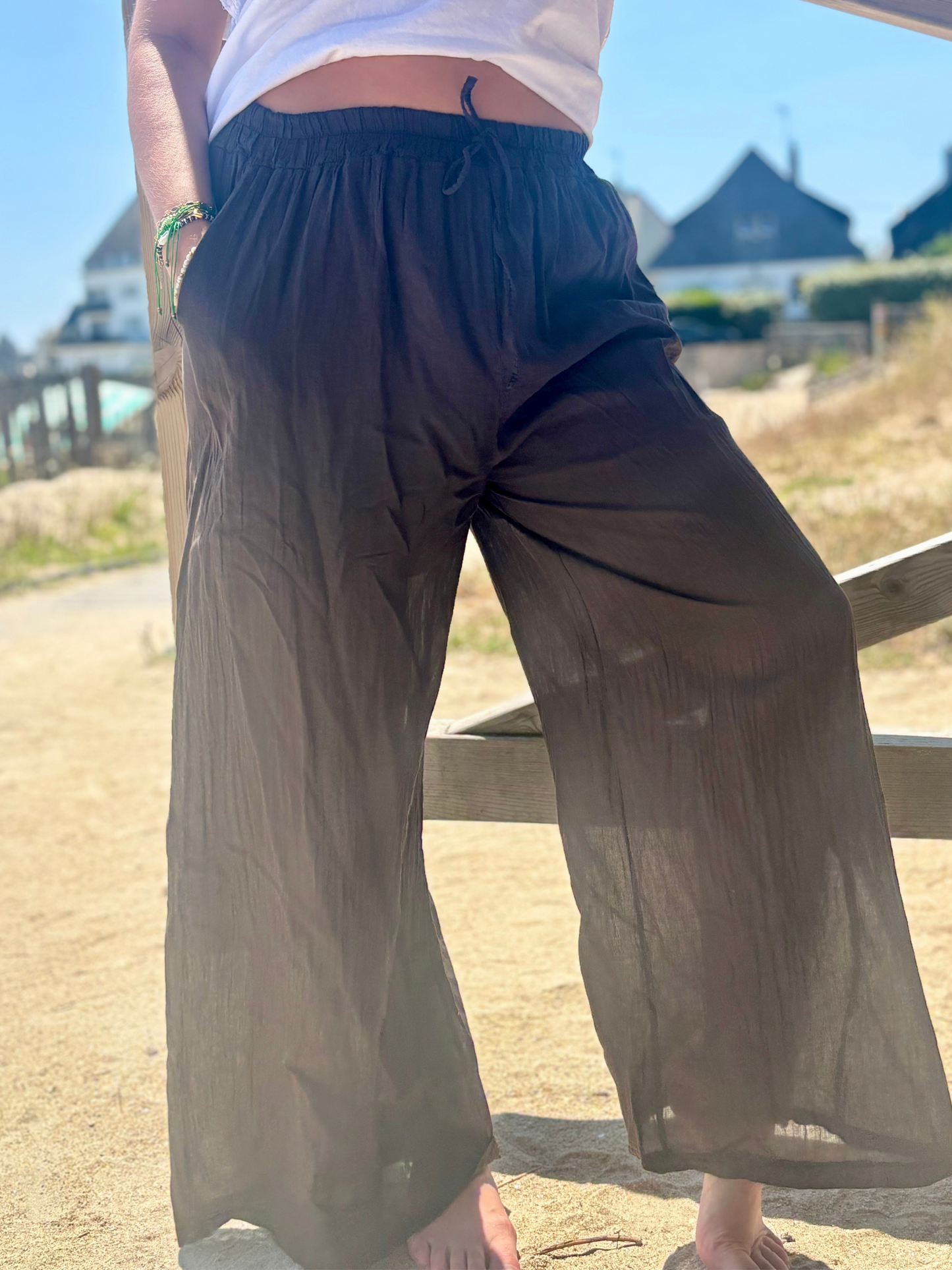 Pantalon en coton doux chocolat