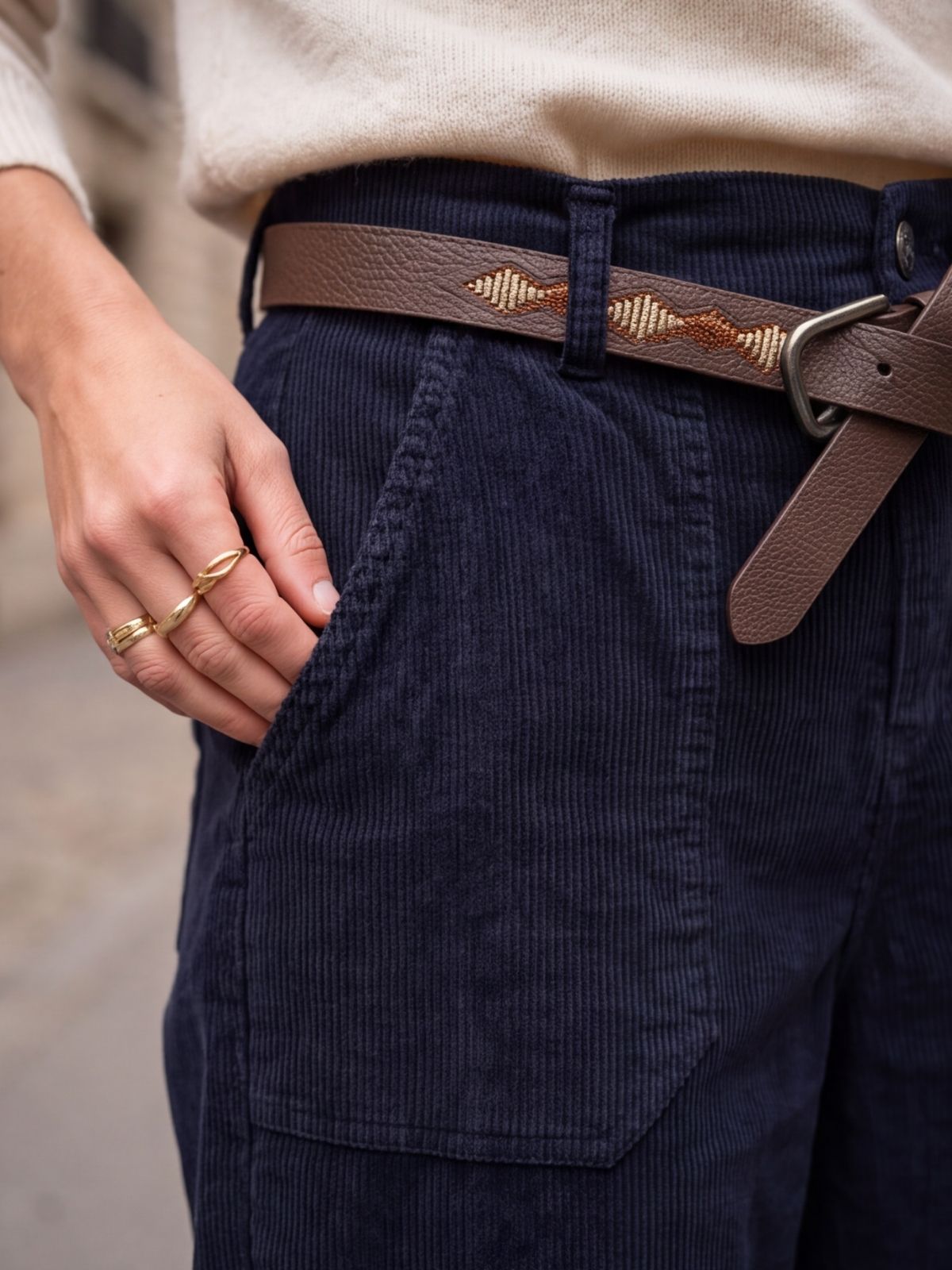 Pantalon Delphine - Barrel Velours Côtelé