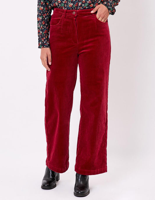 Pantalon Keinan Rubis en velours côtelé vue de face - La Fiancée du Mékong