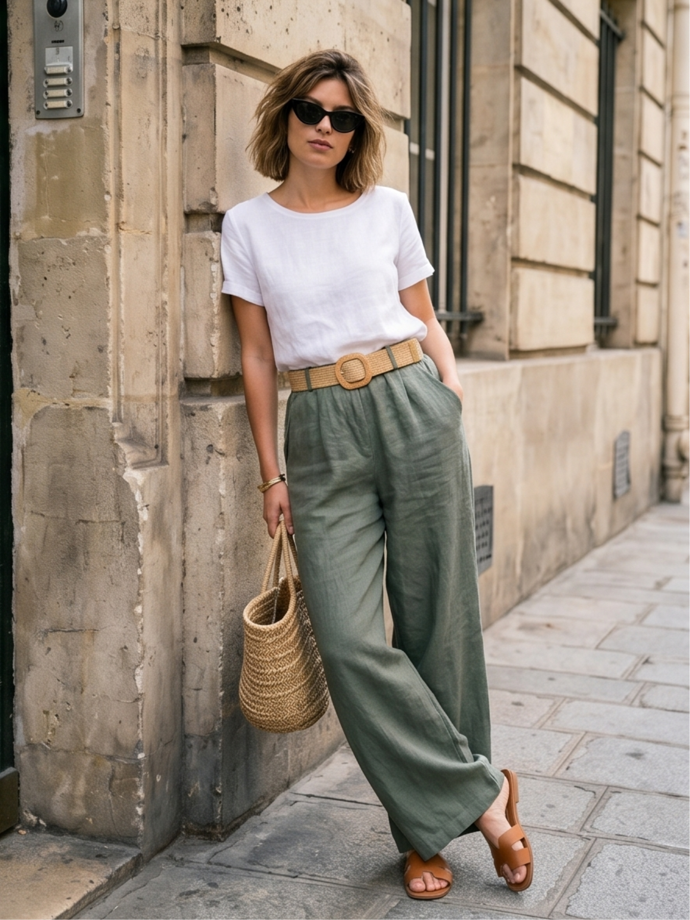 Pantalon Lin Ceinturé