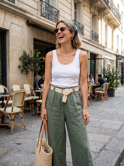 Pantalon Lin Taille Élastique