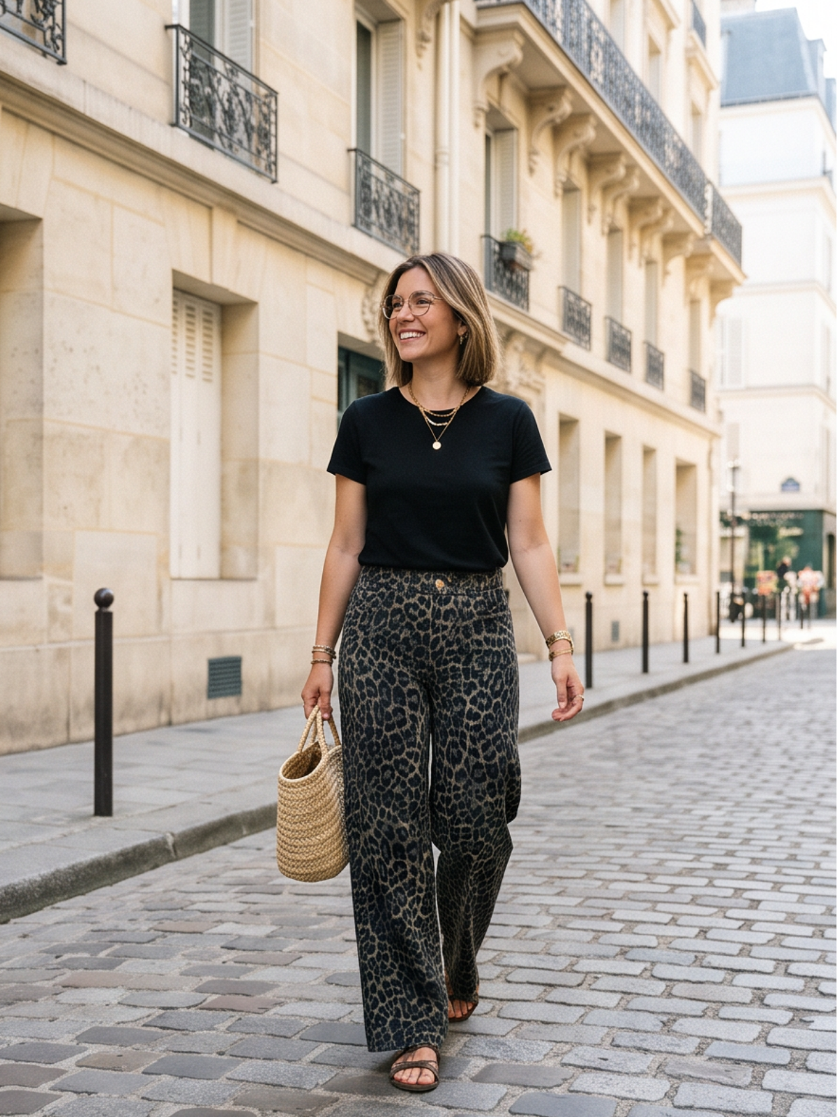 Pantalon Louna - Léopard Coton