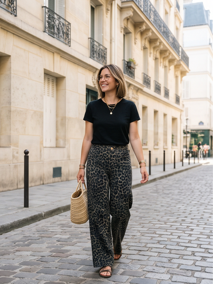 Pantalon Louna - Léopard Coton