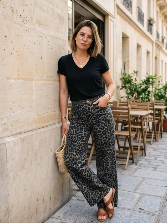 Pantalon Louna - Léopard Coton